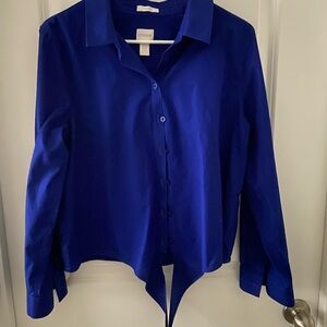 Chico's Vibrant Blue No-Iron Shirt-Size 1.5